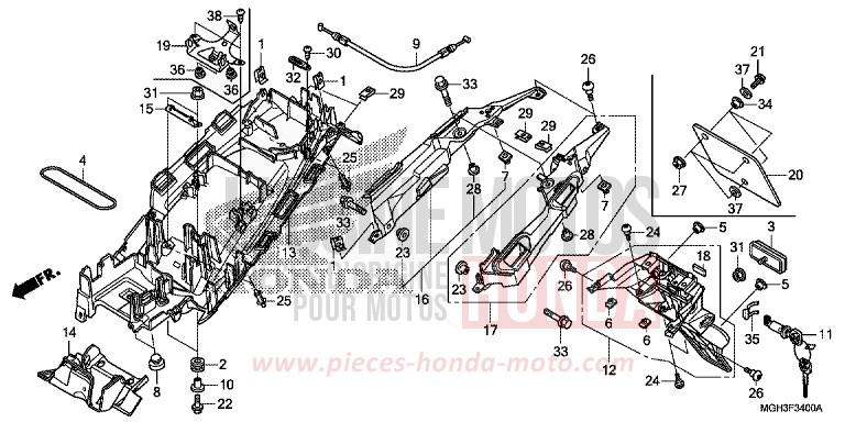 REAR FENDER for VFR1200X Dual Clutch DARKNESS BLACK METALLIC (NH463) from 2013